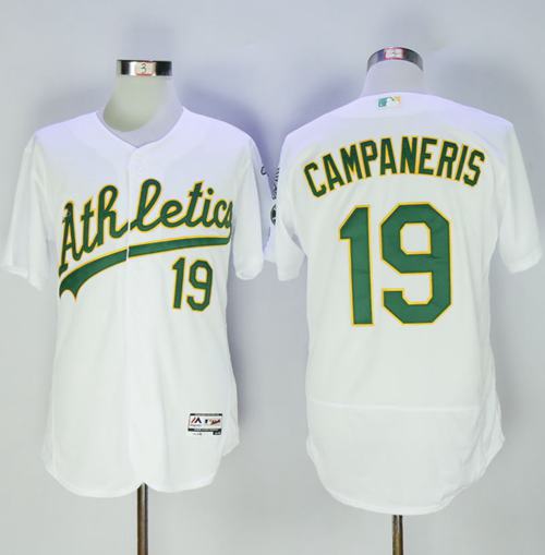 Athletics #19 Bert Campaneris White Flexbase Authentic Collection Stitched MLB Jersey